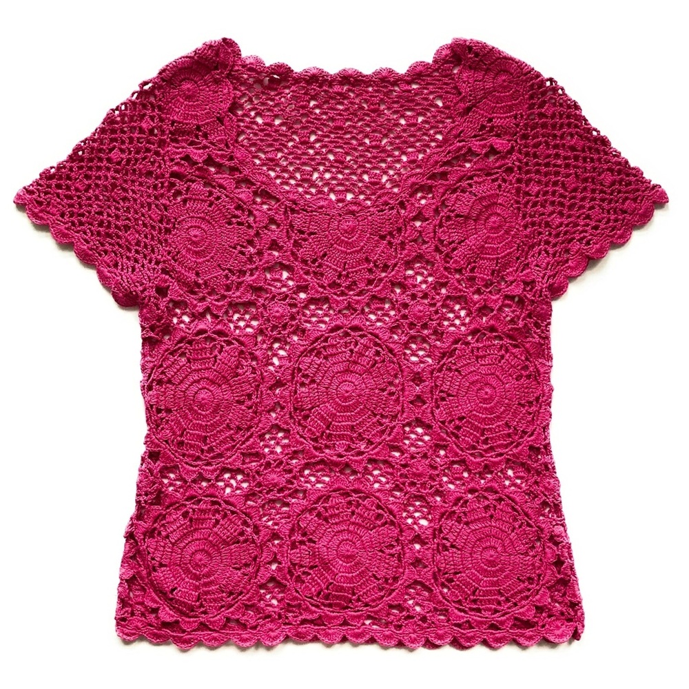 Berry Hand Crochet Top Cotton NWOT - Size S